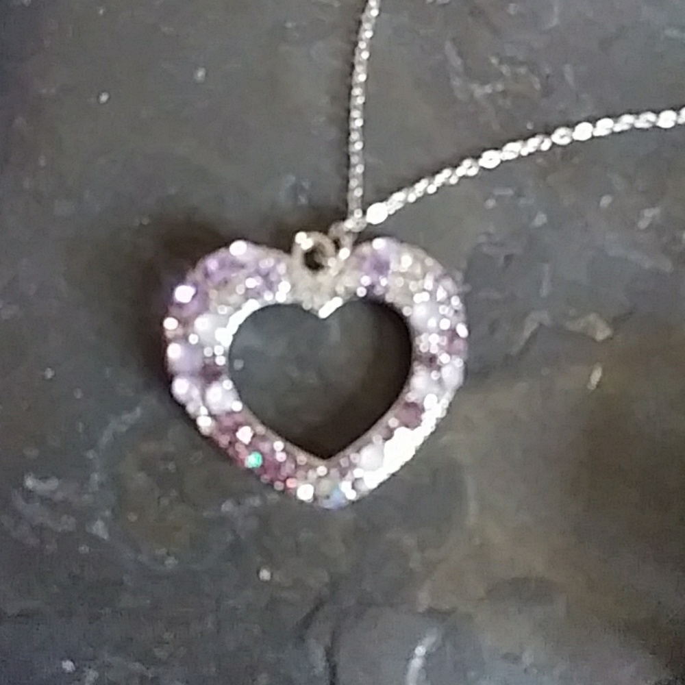 Faux Amethyst heart Necklace, Earrings, n Ring